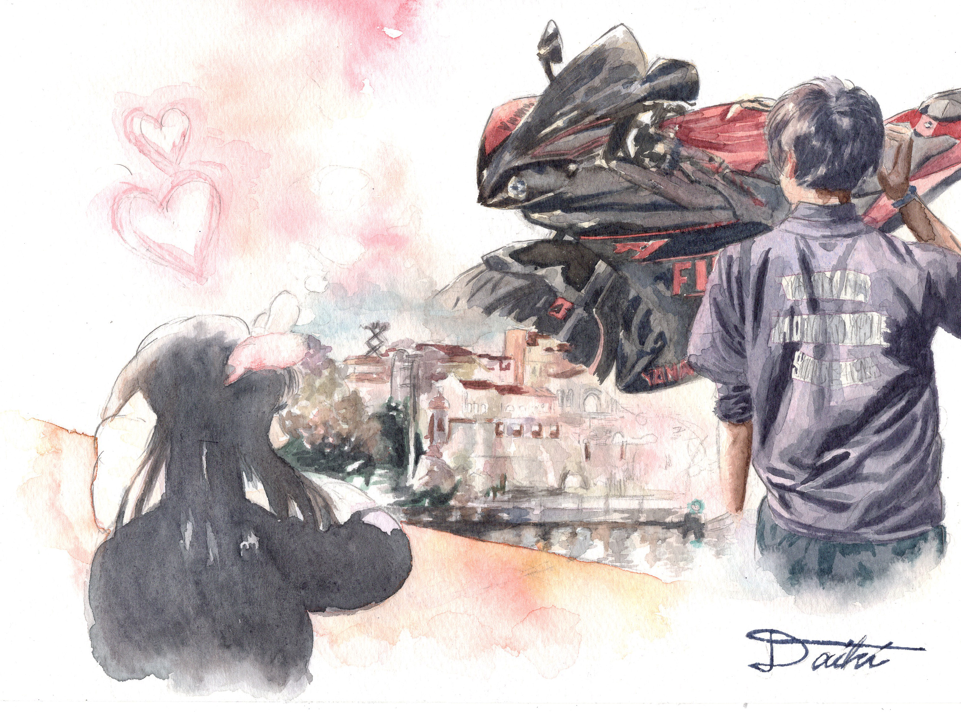 YAMAHA YZF-R1 水彩イラスト