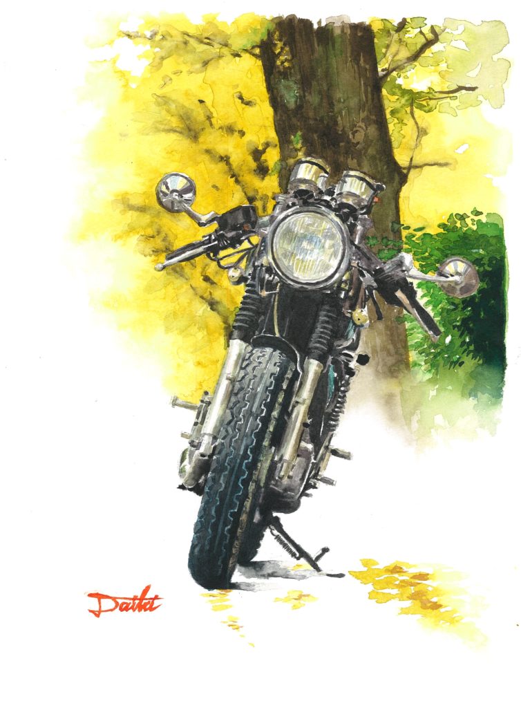 YAMAHA SR400 水彩バイクイラスト
