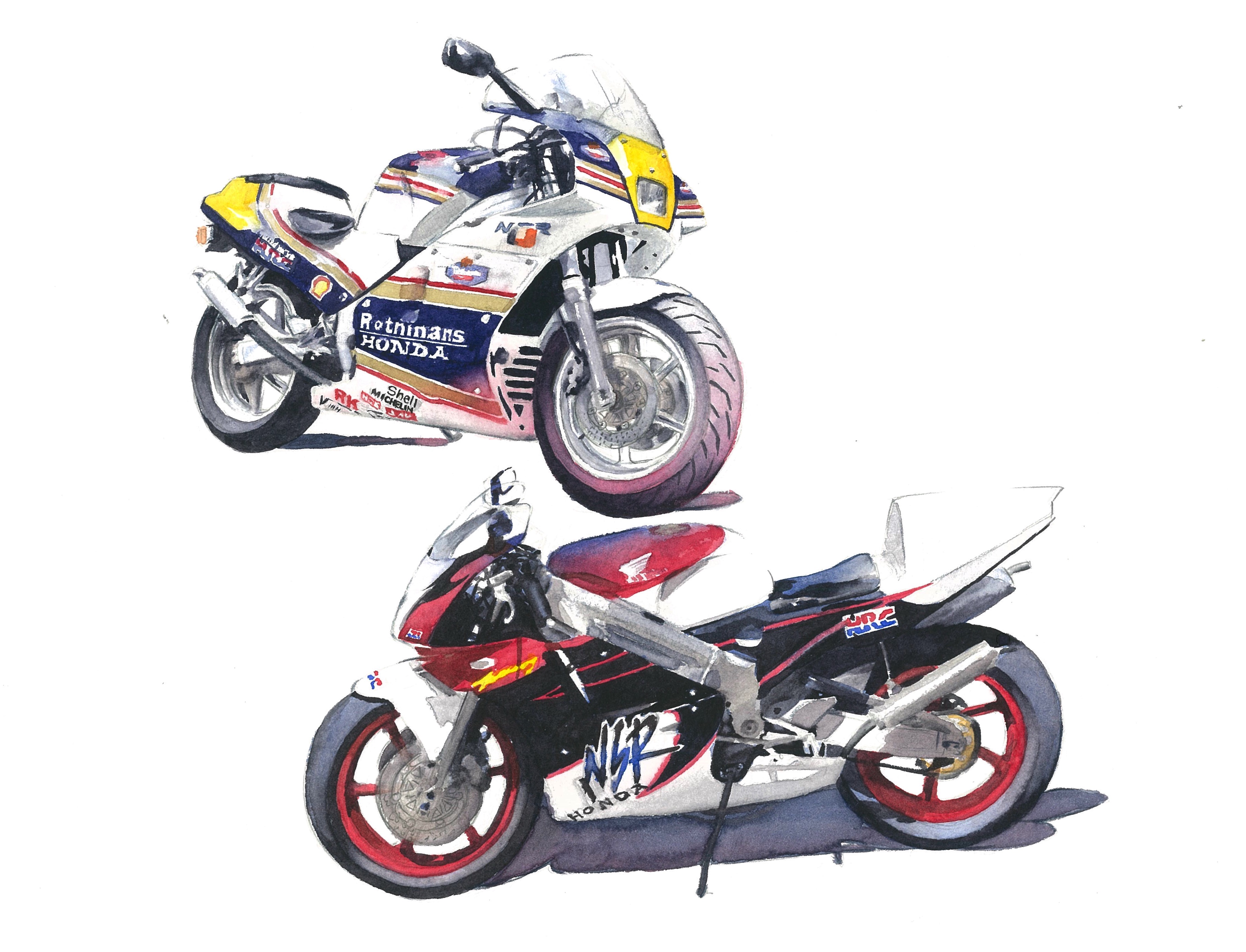 HONDA NSR 水彩イラスト