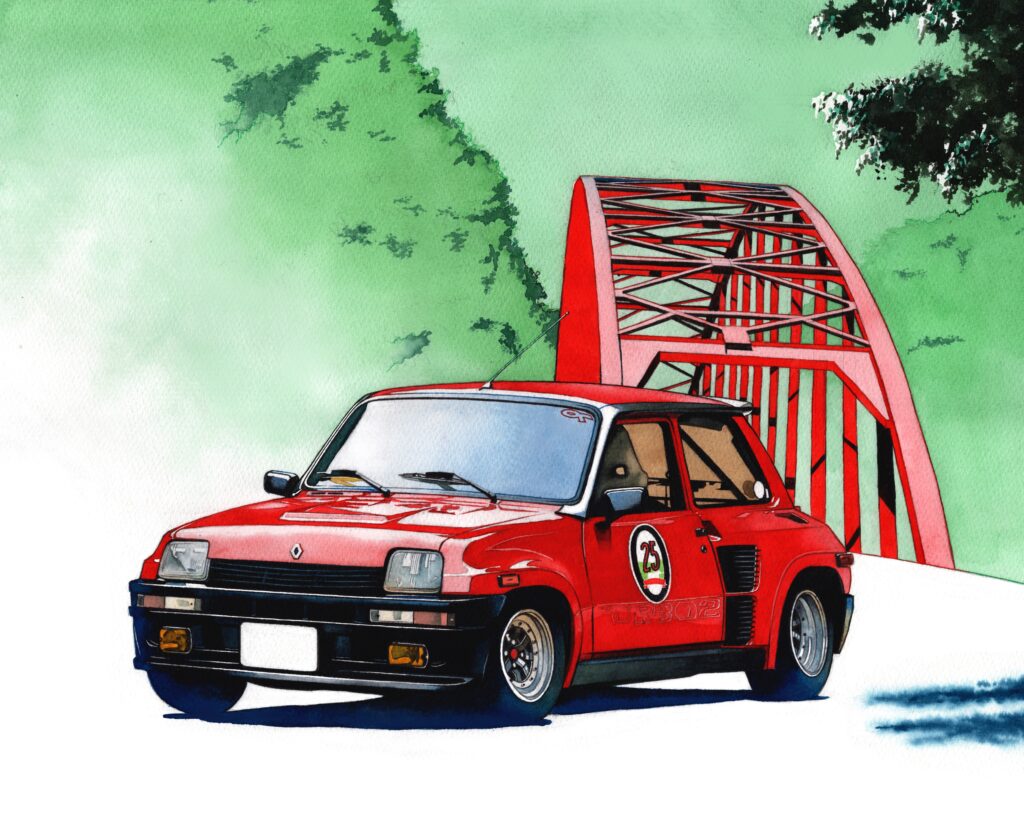 La Festa della Automobile Classicaさん(@lafesta_mine)の今年度分のメインビジュアルとして、ルノー5ターボと長門峡の阿武大橋を描かせていただきました。 @renault_japon @renault_france #illustration #watercolor #yamaguchi #renault5turbo #透明水彩 #車イラスト #絵 #イラスト #art #イラストレーター #水彩画 #painting #絵画 #アート #automobile #automotive #car #風景 #ルノー5ターボ #renault #山口県 #長門峡 #阿武大橋 #萩市
