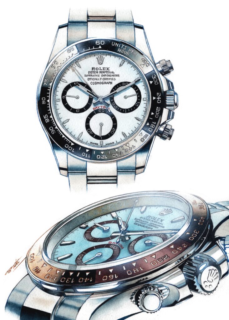 Rolex ロレックスコスモグラフィデイトナ 水彩時計イラスト