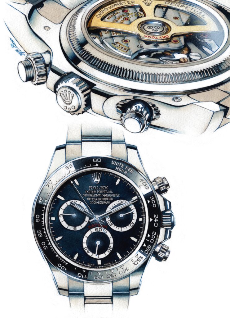 Rolex ロレックスコスモグラフィデイトナ 水彩時計イラスト