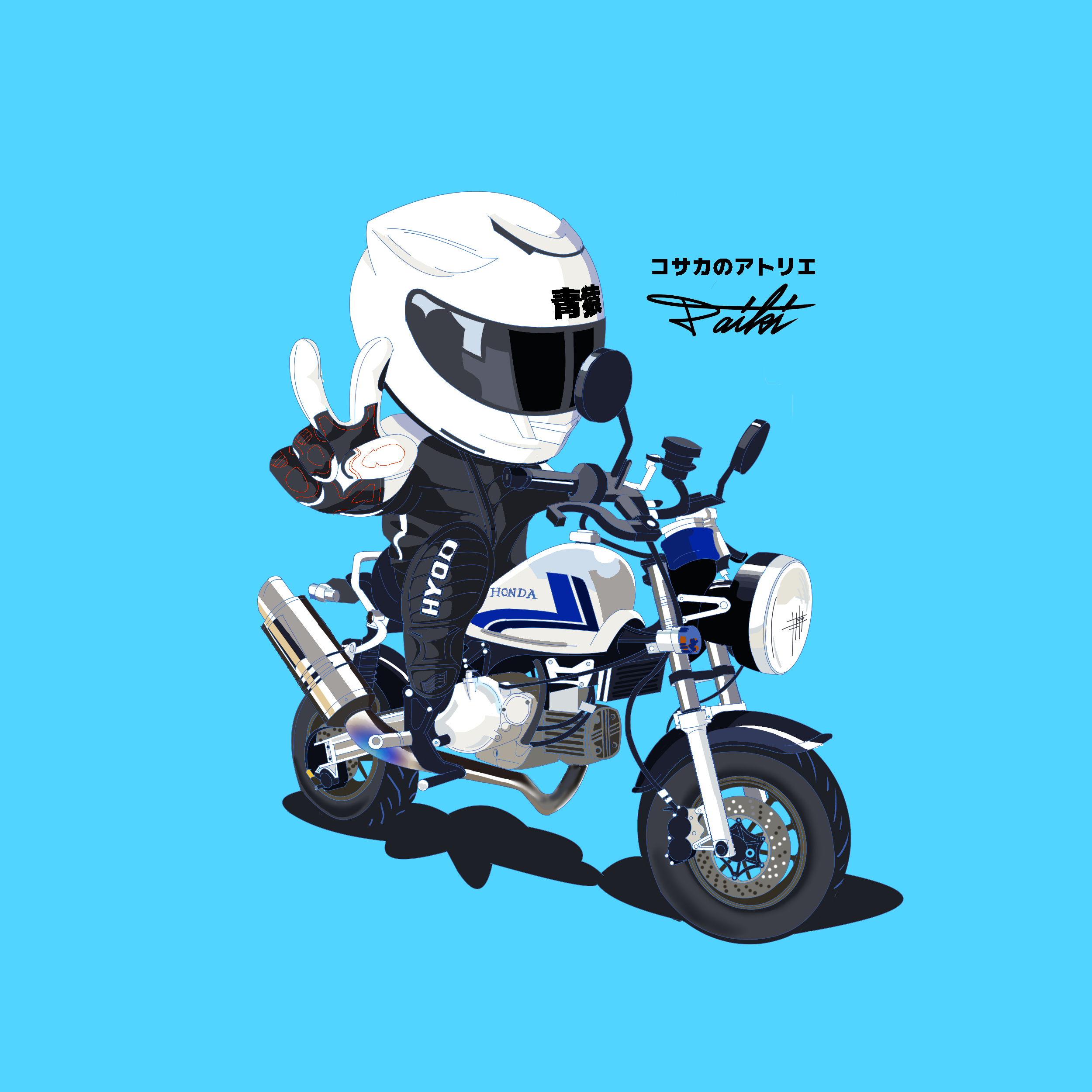 バイクの色鉛筆イラスト コサカのアトリエ