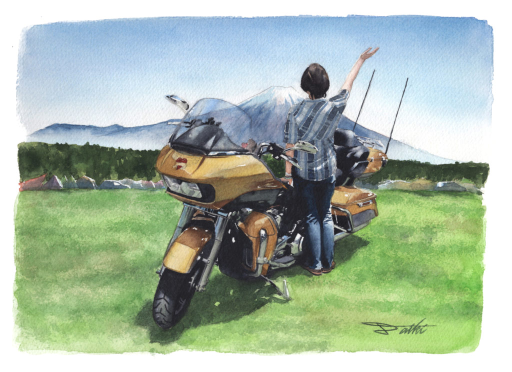 HarleyDavidson ロードグライドウルトラ 水彩バイクイラスト