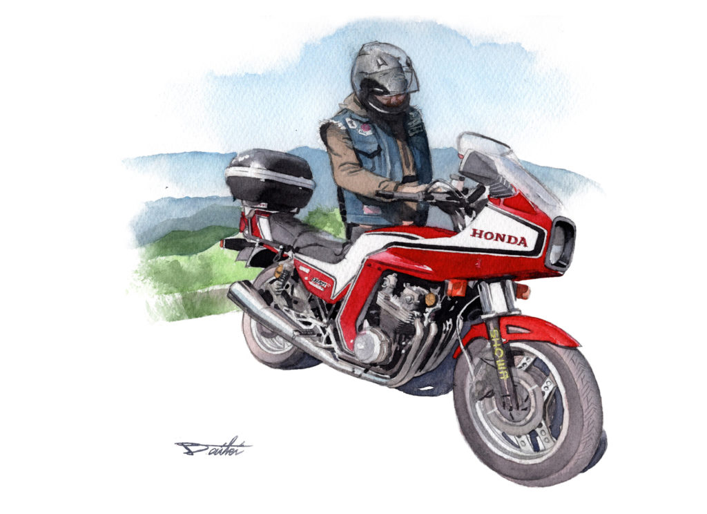 HONDA CB750F 単車倶楽部連載 水彩バイクイラスト