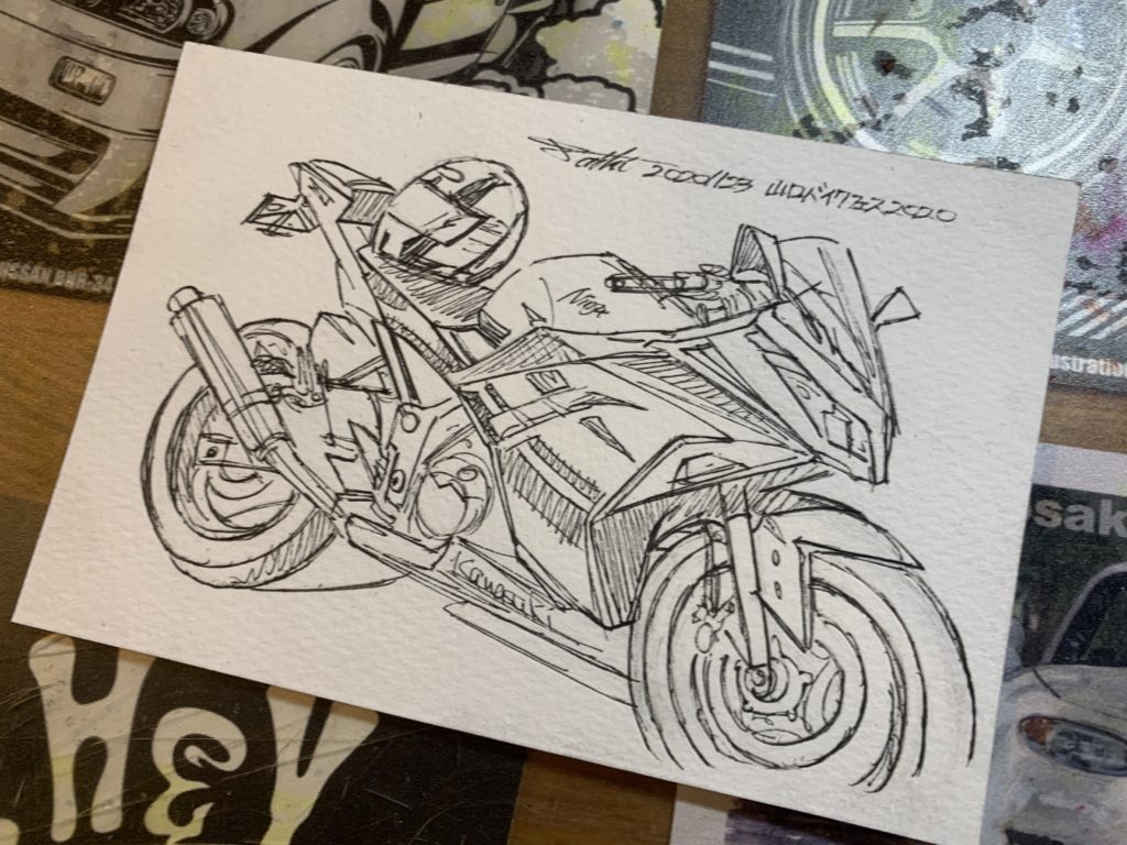 山口バイクフェス2020水彩バイクイラスト