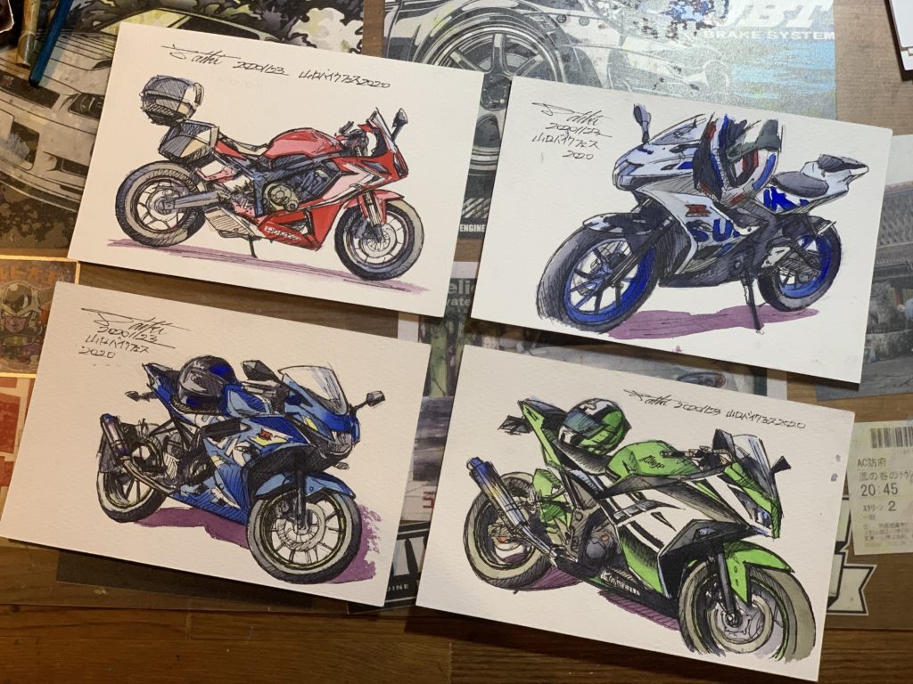 山口バイクフェス2020水彩バイクイラスト イベント限定