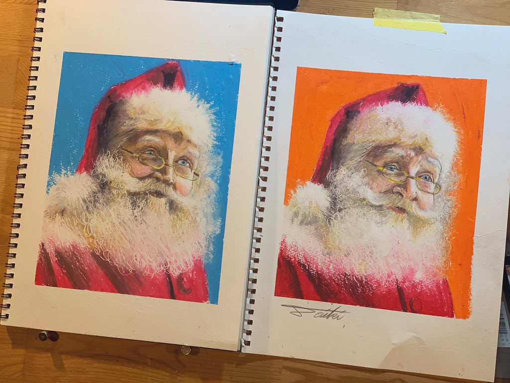オンライン絵画教室 サンタウロースオイルパステル画 お絵描きポケット