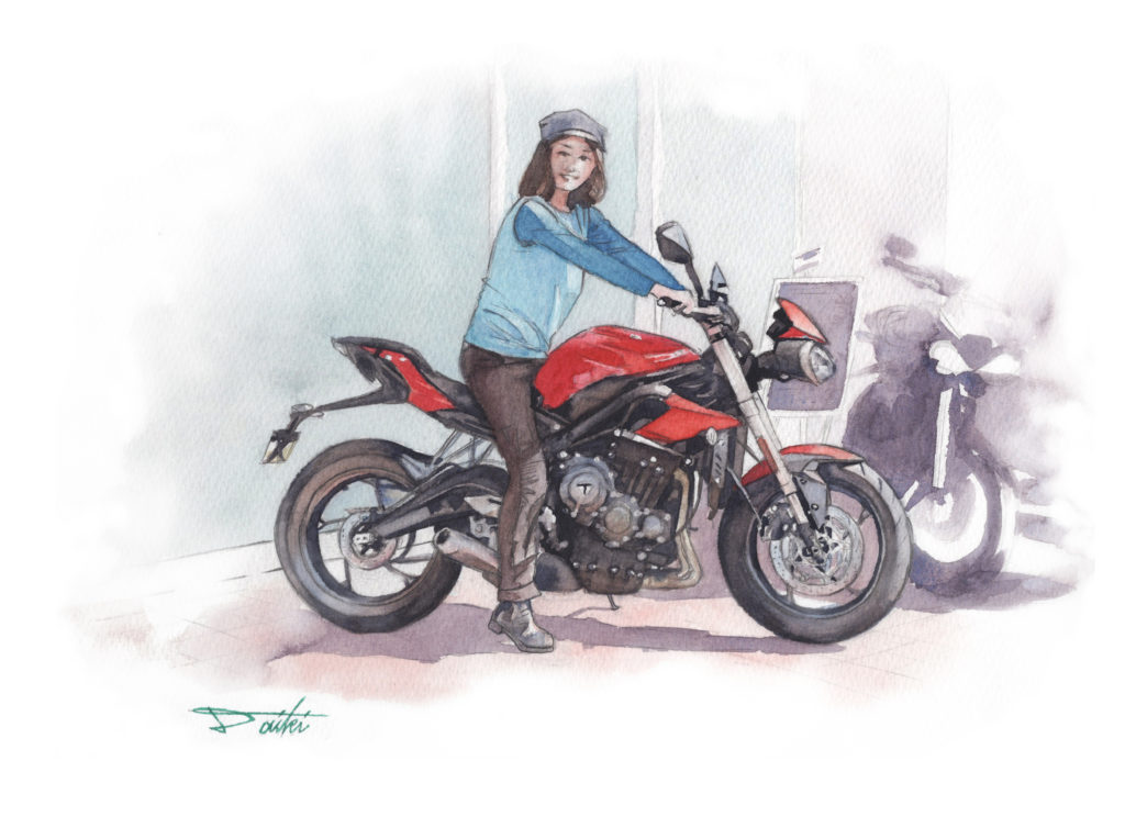 デイトナ ストリートトリプル 単車倶楽部連載 水彩バイクイラスト