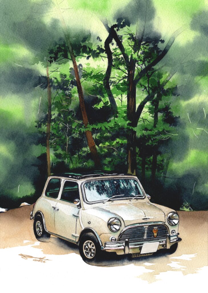 ローバーミニ 水彩車イラスト