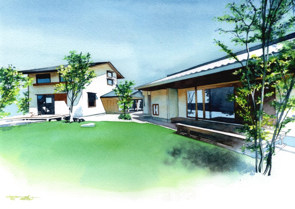 水彩イラスト インテリア エクステリア 建物 パース リアル 住宅