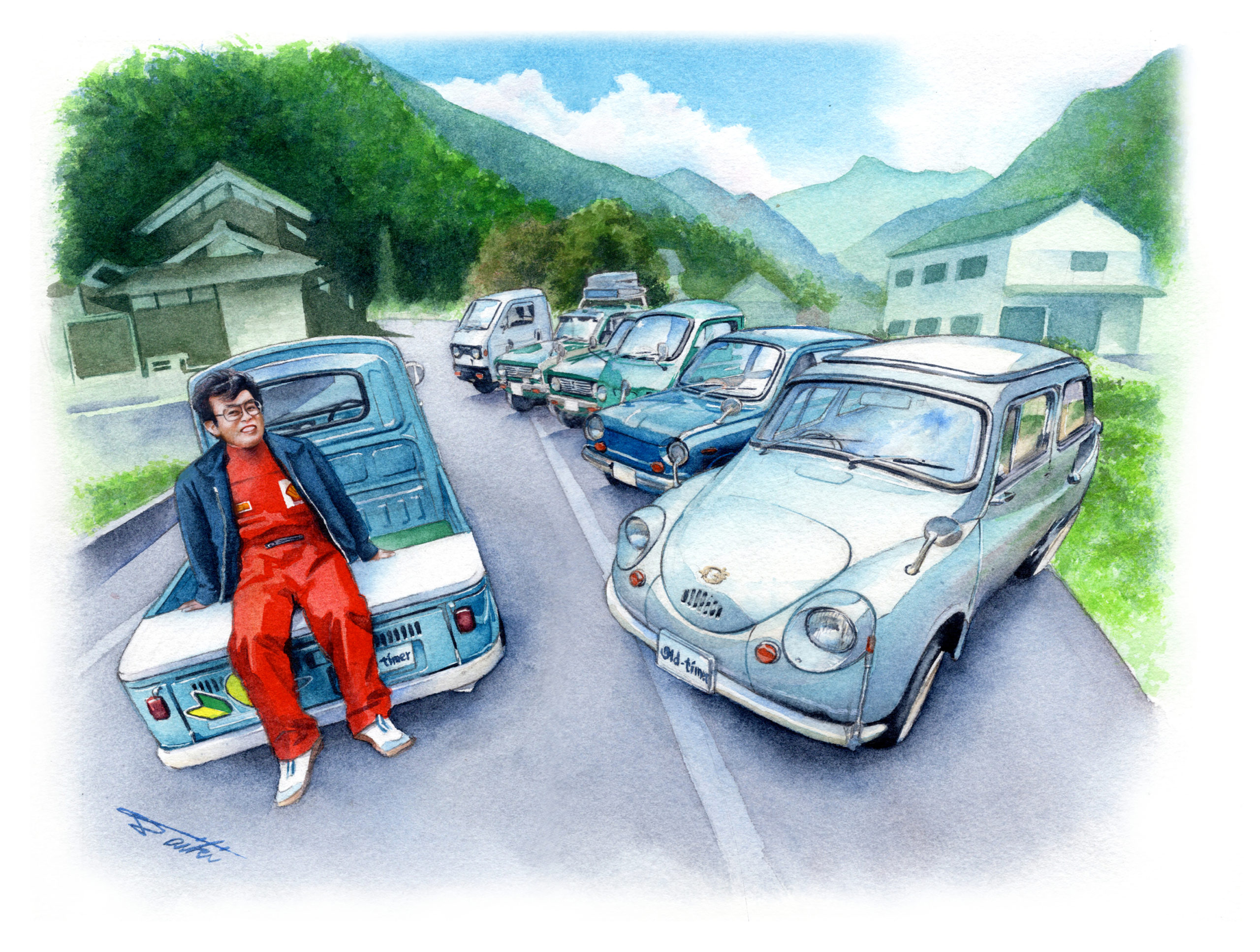 雑誌掲載告知 旧車オーナー読本 Vol 2 Old Timer ヤエスメディアムック674号 表紙カーイラスト担当 コサカのアトリエ