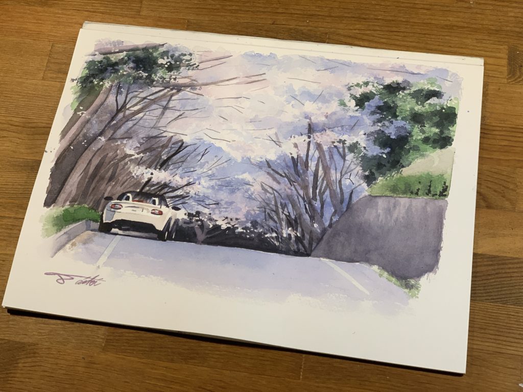 オンライン絵画教室 桜 透明水彩 お絵描きポケット