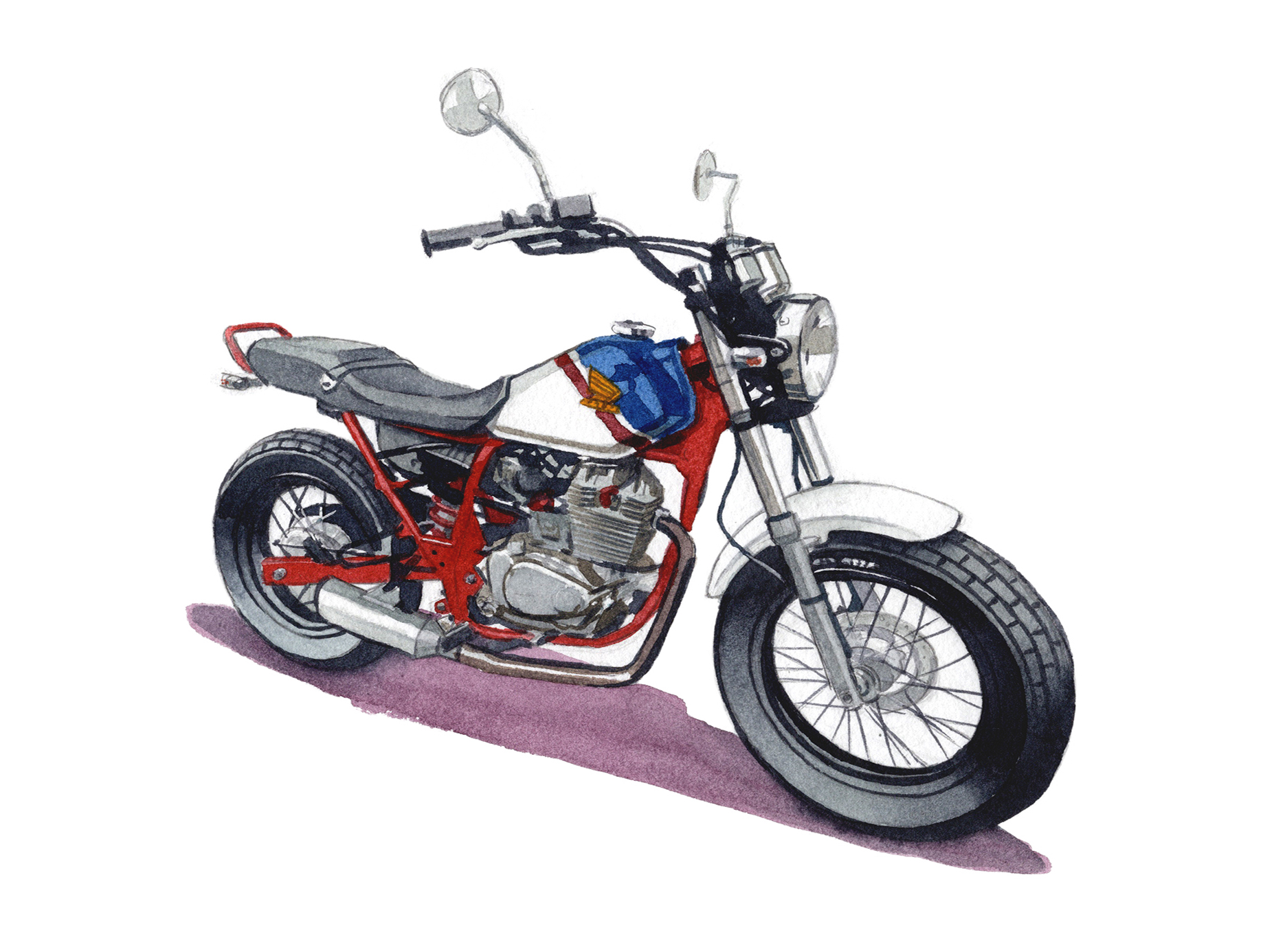 バイクの水彩イラスト コサカのアトリエ