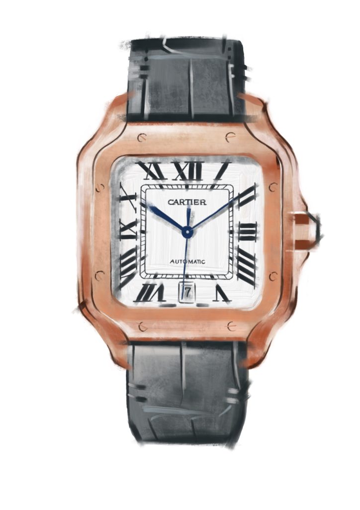 Cartier カルティエ サントス ドゥ カルティエ ウォッチ 時計イラスト
