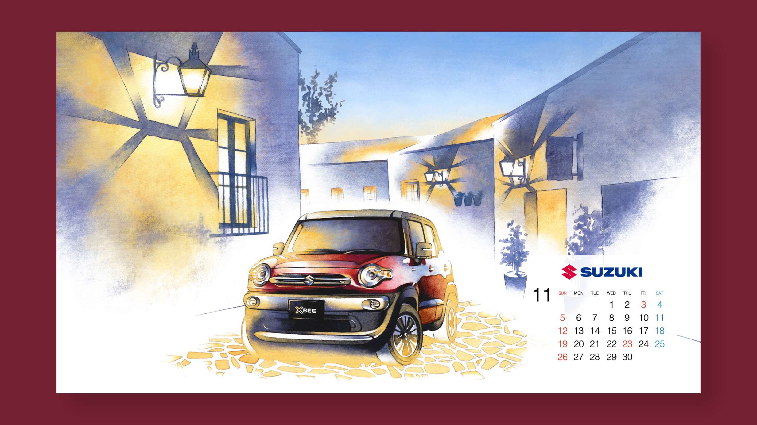 SUZUKI SNS配布用オリジナルカレンダー 11月 XBEE 車イラスト