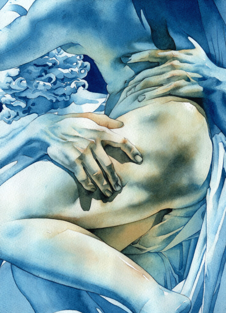 Honeymoon Stage イタリア 彫刻 水彩画 透明水彩