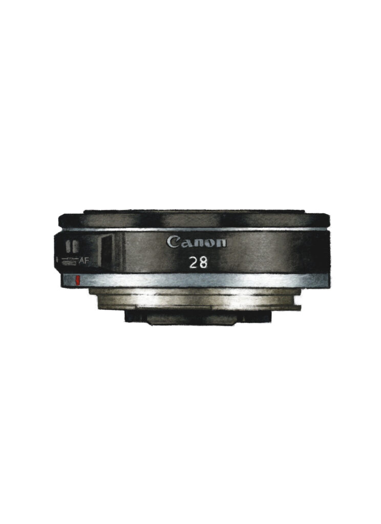Pen Magazine 2025年6月号 カメラレンズイラストカット 水彩 キヤノン RF28㎜ F2.8 STM