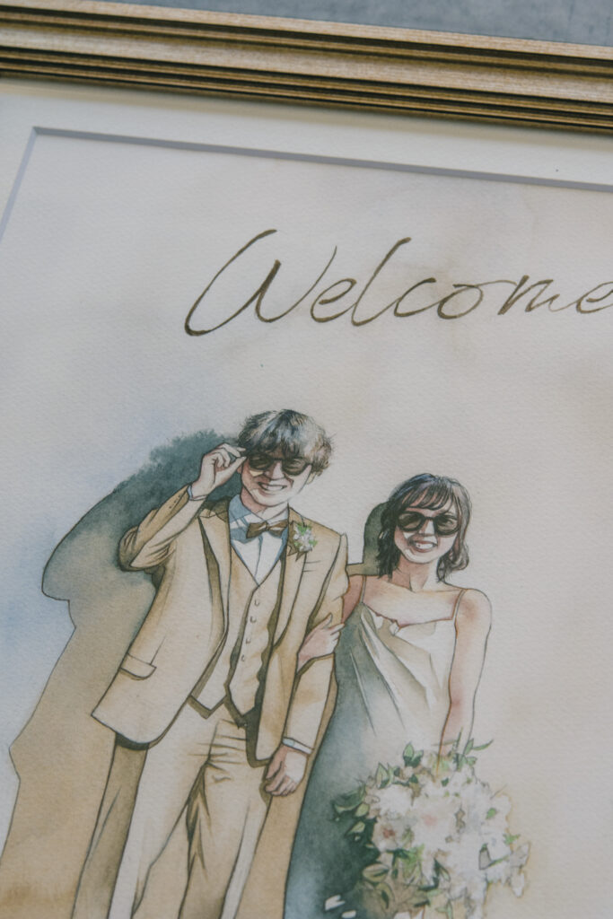 ウェルカムボードを描かせて頂きました ご結婚おめでとうございます！ #絵 #イラスト #illust #illustration #art #イラストレーター #watercolor #透明水彩 #portrait #人物イラスト #ウェルカムボード #結婚式 #ウェディングイラスト #ウェディング #welcomeboard #wedding