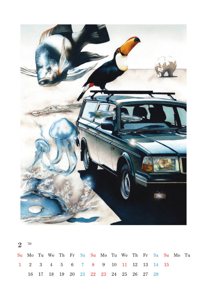 【daiki kosaka illustration CALENDAR 2026】オリジナルイラストレーションカレンダー #watercolor #透明水彩 #絵 #イラスト #illust #illustration #art #イラストレーター #水彩画 #painting #絵画 #アート #acrylic #リアルタッチ #ノスタルジック #個展 #展示 #exhibition #山口 #yamaguchi #カレンダー #artwork