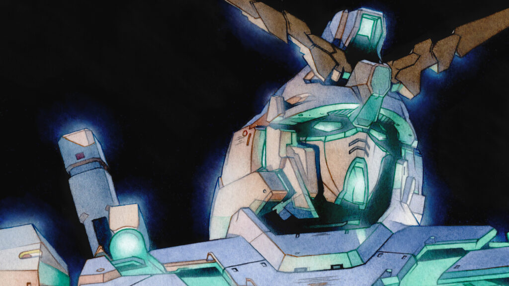 RX-0 UNICORN GUNDAM(DESTROY MODE) ユニコーンガンダム(デストロイモード)のファンアート #watercolor #illustration #透明水彩 #イラストレーター #gundam #mecha #gundamstagram #sunrise #ガンダム #機動戦士ガンダムuc #unicorngundam #ファンアート #fanar