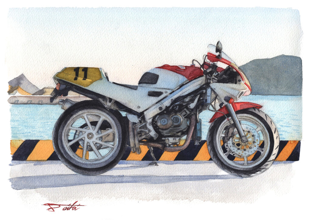 HONDA VFR400R アナログ水彩バイクイラスト