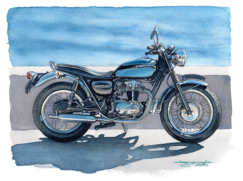 Kawasaki W650 アナログ水彩バイクイラスト
