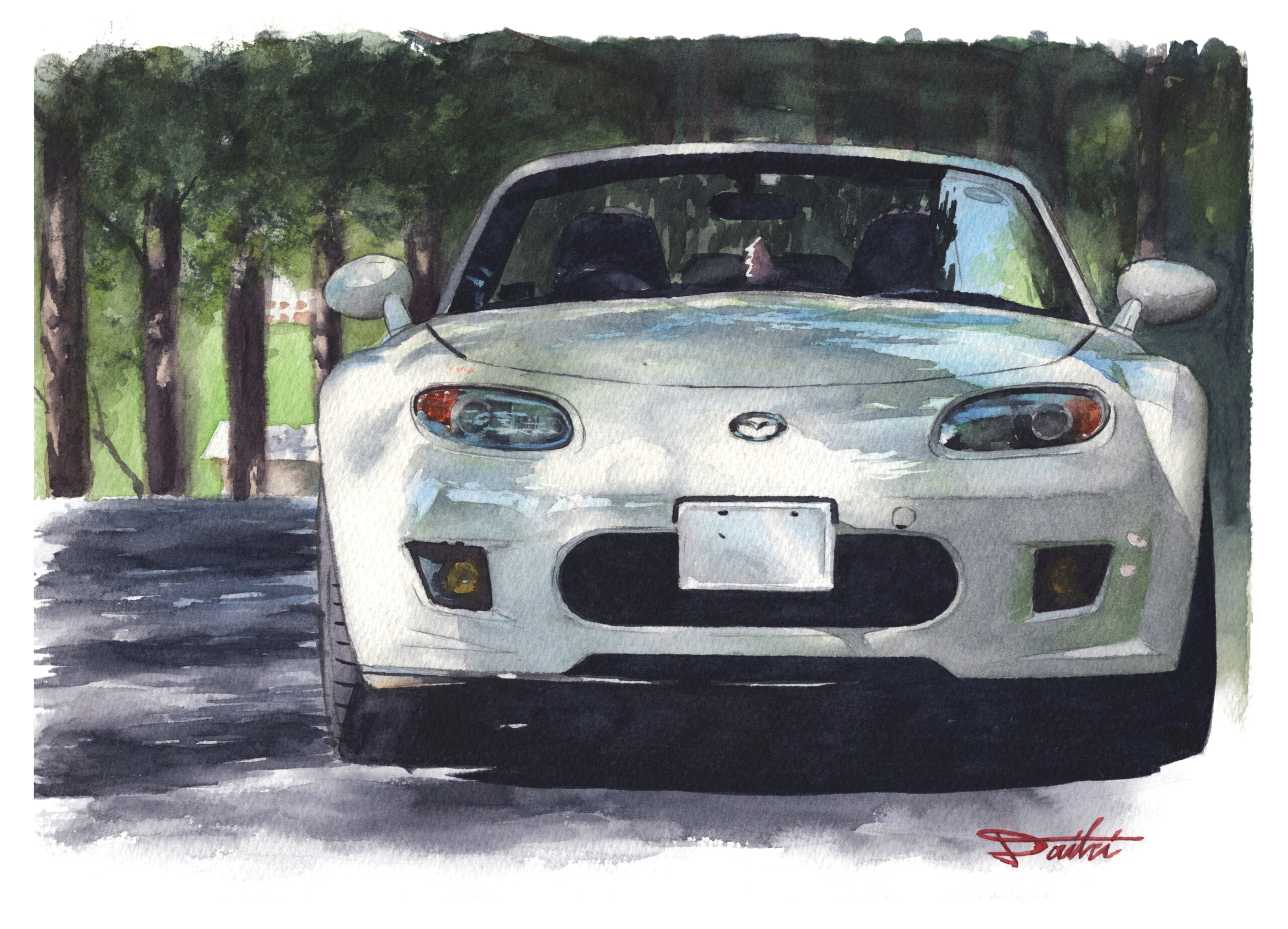 MAZDA NCEC ロードスター 木漏れ日 アナログ水彩車イラスト