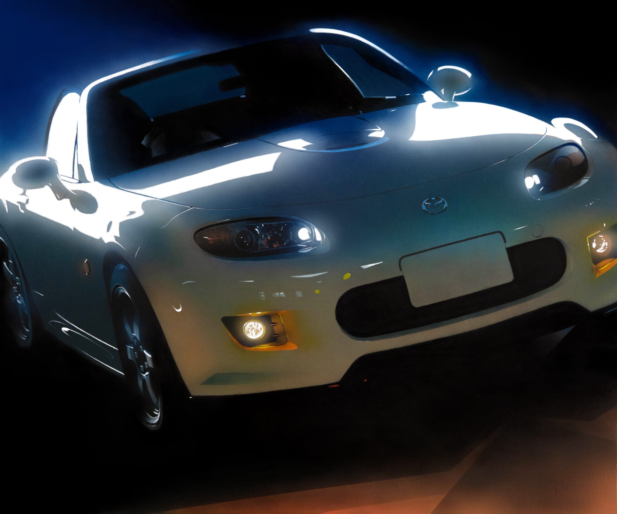 MAZDA NCEC ロードスター を描いたアナログ水彩車イラスト作品