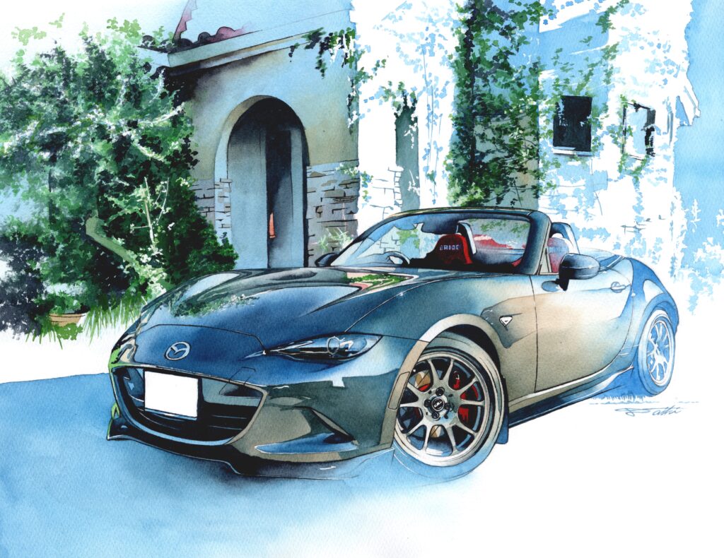 オーダー MAZDA ND ロードスター アナログ水彩車イラスト