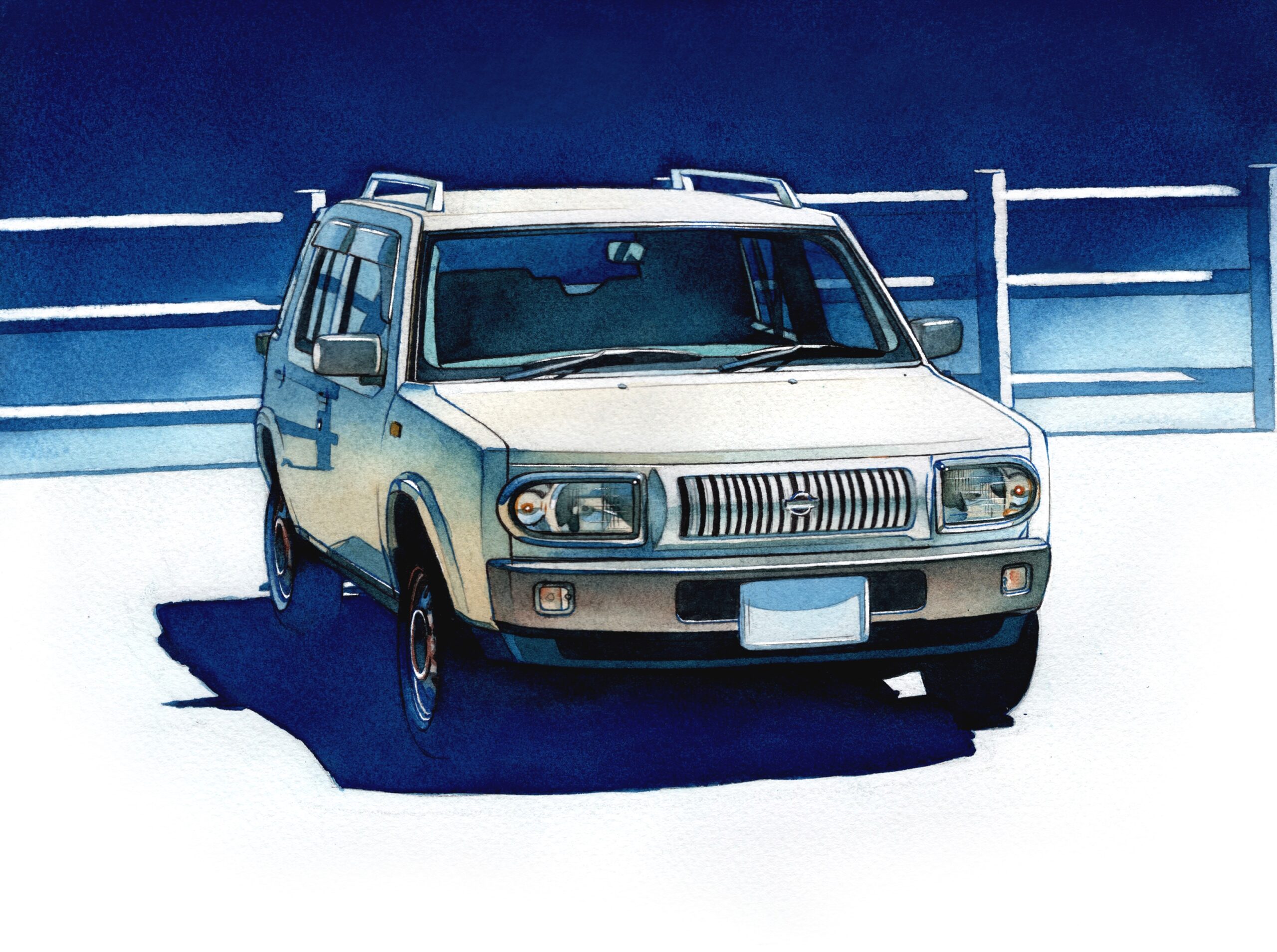 NISSAN RASHEEN アナログ水彩車イラスト