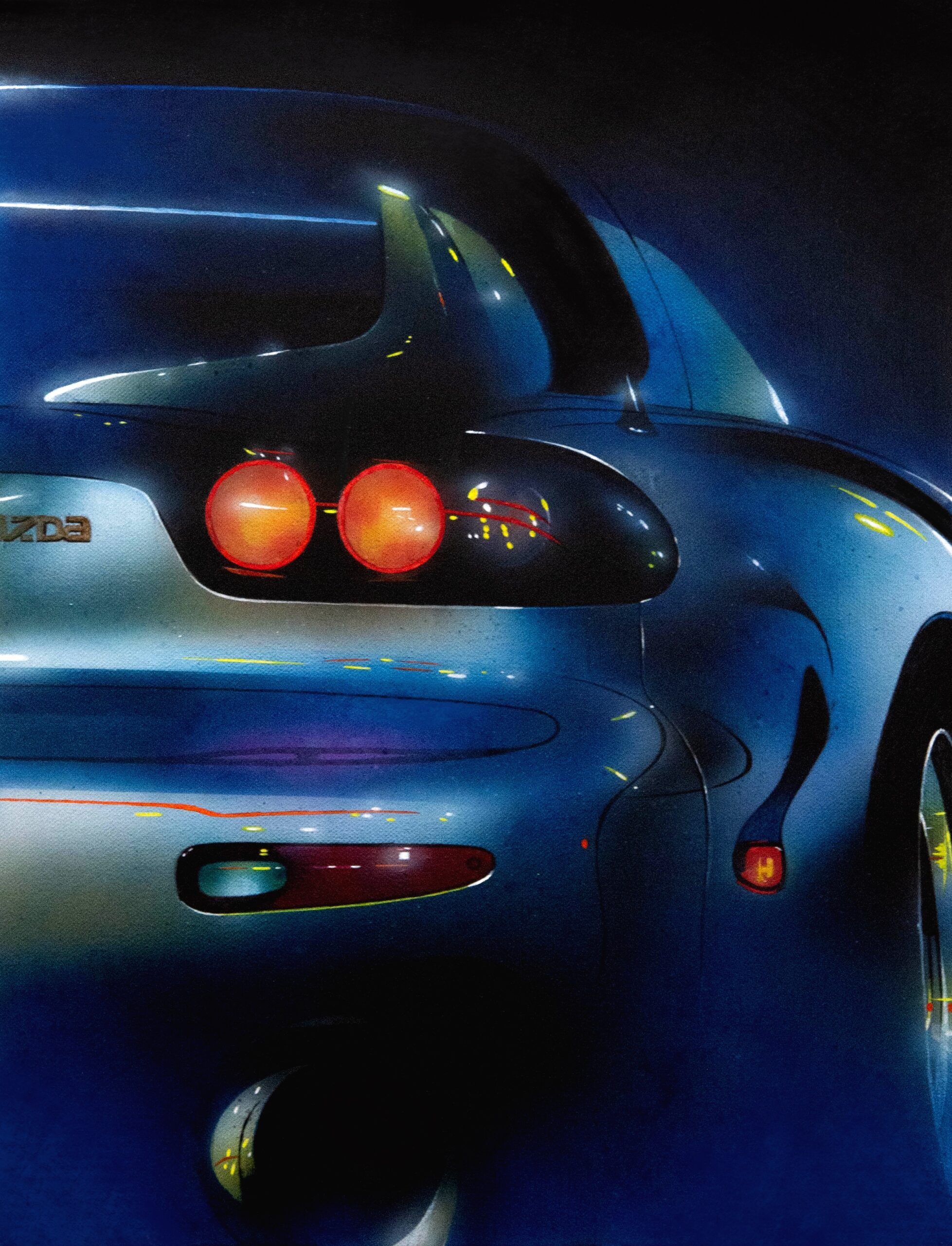 MAZDA RX-7 FD3S アナログ水彩車イラスト作品